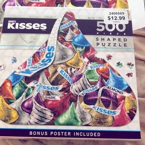 Hershey’s Kisses Shaped 500 Piece Puzzle W/Poster Opened But Never Used